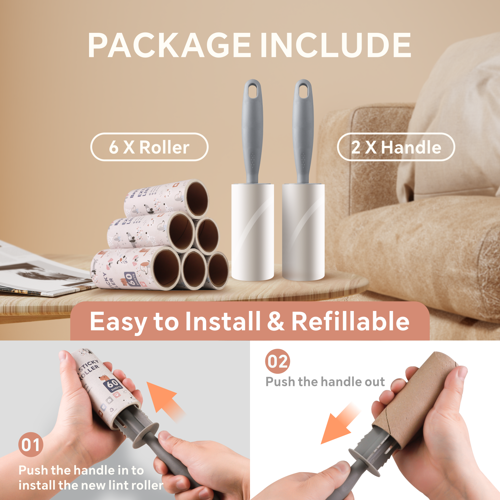 Lint Roller Kit with 360 Sheets